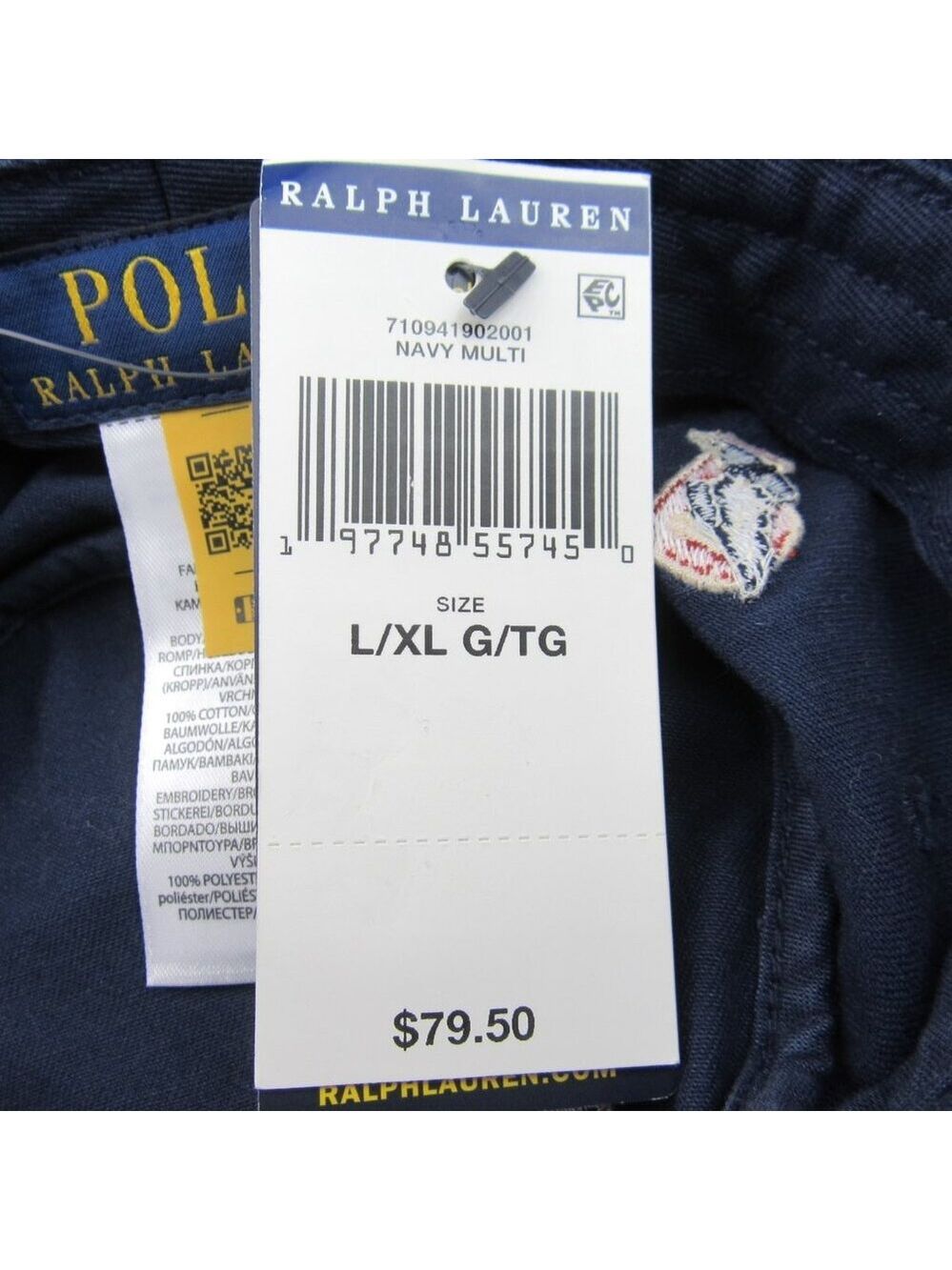 Polo Ralph Lauren Embroidered P-Wing Bucket Hat Adult Size L/XL Navy Blue NEW - Picture 12 of 12